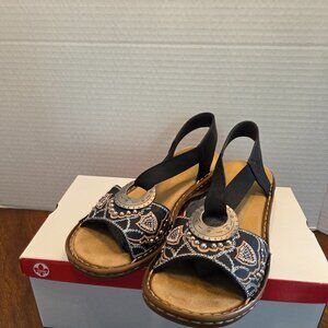 Rieker Regina Black Sandals size 7